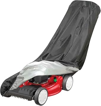 KIKITE Outdoor Lawn Mower Cover with Waterproof UV Protection and Windproof | for Universal Push Lawnmower Cover with Drawstring & Cover Storage Bag, Black 76*44*25in