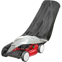 KIKITE Outdoor Lawn Mower Cover with Waterproof UV Protection and Windproof | for Universal Push Lawnmower Cover with Drawstring & Cover Storage Bag, Black 76*44*25in