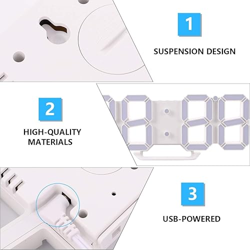 Miniatura 8 de VINTORKY Clock Alarm LED Wall Clock LED Digital Wall Clock Electric Alarm Clock Alarm Clocks LED Alarm Clock reloj de pared Alarms Wall Clock