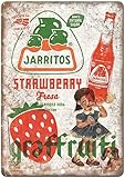 XIAOQIU Letrero de metal para el Día de las Fuerzas Armadas, decorativo, vintage, retro, con texto en inglés 'Jarritos', fresa, refresco, refresco, vintage, de aluminio, 20,3 x 15,2 cm, para