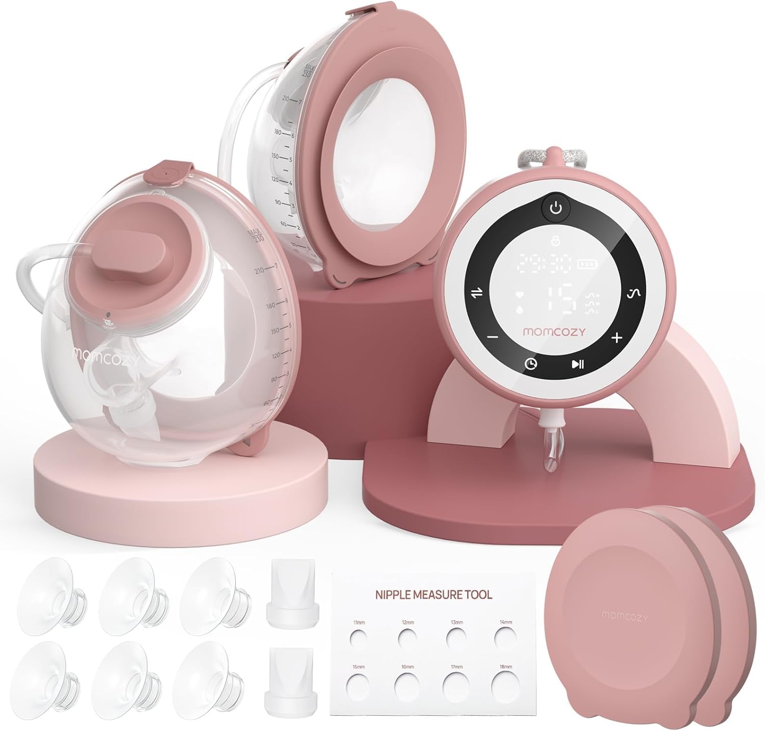 Momcozy Breast Pump V1 Pro Hospital-Grade, Hands-Free &amp; Portable Wearable Pump, Upgraded Electric Pump with 3 Fine-Tuned Rhythms|15 Levels, Come with Leak-Proof DoubleFit Flange, Cozy Red.