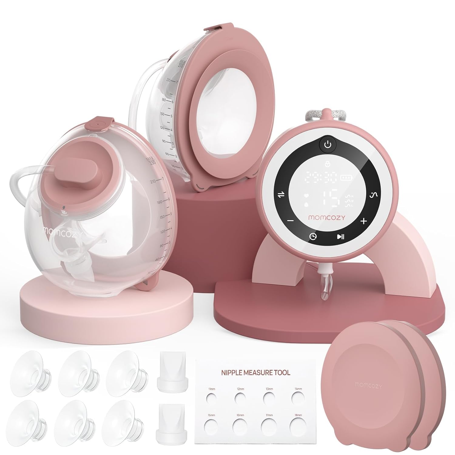 Momcozy Breast Pump V1 Pro Hospital-Grade, Hands-Free & Portable Wearable Pump, Upgraded Electric Pump with 3 Fine-Tuned Rhythms|15 Levels, Come with Leak-Proof DoubleFit Flange, Cozy Red. V1 Pro Cozy Red