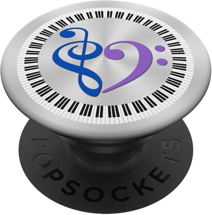 Piano Keys Musical Bass Clef Sapphire Blue & Amethyst Purple PopSockets Adhesive PopGrip
