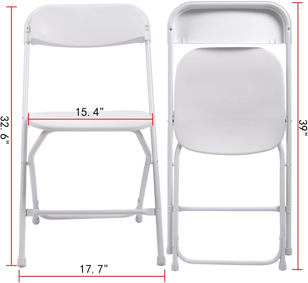JAXPETY 10-Pack Folding Plastic Chairs for Home Office Wedding Party Outdoor Indoor, 440 Capacity, White