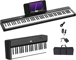 Verbesserte Faltbares Klavier 88 Tasten, Halbgewichtete Tastatur in voller Größe Unterstützt MIDI, Tragbares Folding Piano Keyboard Bluetooth mit Sustain-Pedal und Klaviertasche, Notenständer