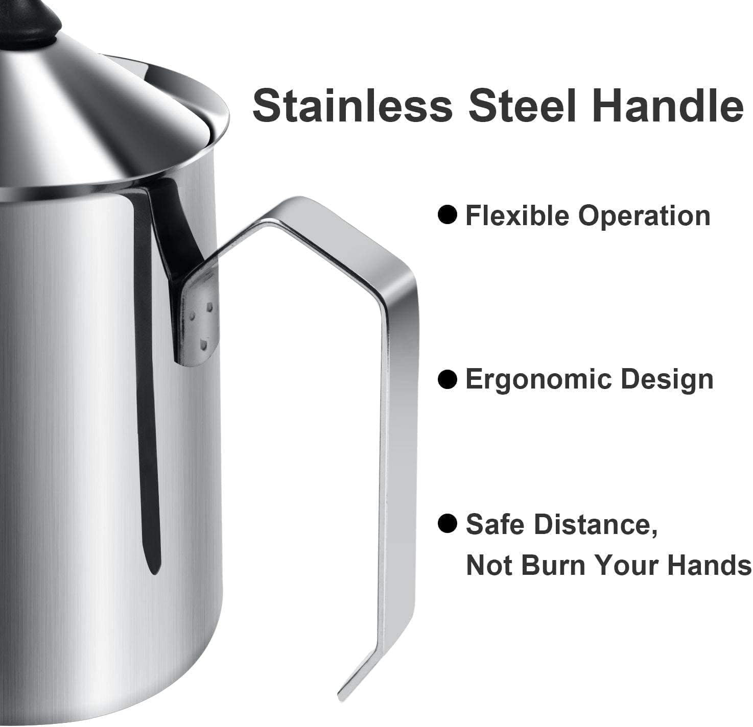 VINSU Stainless Steel Milk Frother for Coffee and Cappuccino - Double Froth Pump Manual Foam Maker - Hand Pump (400ml) 4