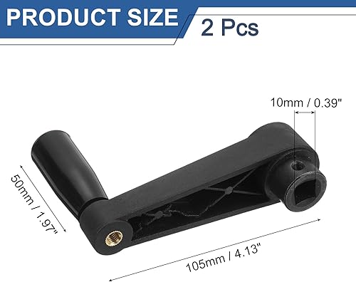 Miniatura 2 de uxcell 2 piezas de mango giratorio de 0.394 x 4.134 in (diámetro x L), mango de manivela de torno universal de repuesto para máquina de molienda