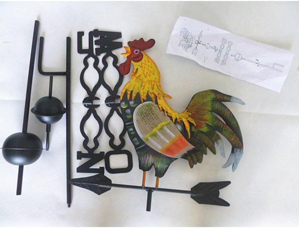 Weather Vane, Cockerel Weathervane Iron Structure - Colorful
