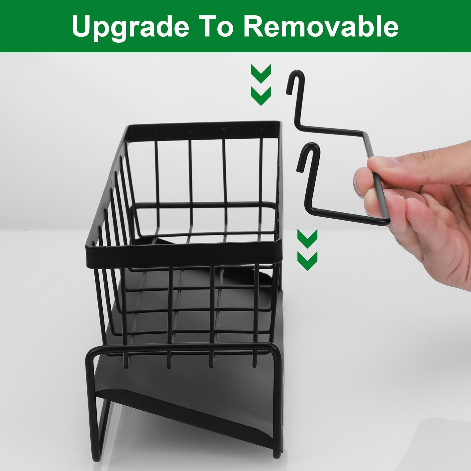 Portaspugne Per Lavello Cucina - Con Vassoio Gocciolatoio E Portasciugamani | Acciaio Carbonio, Nero