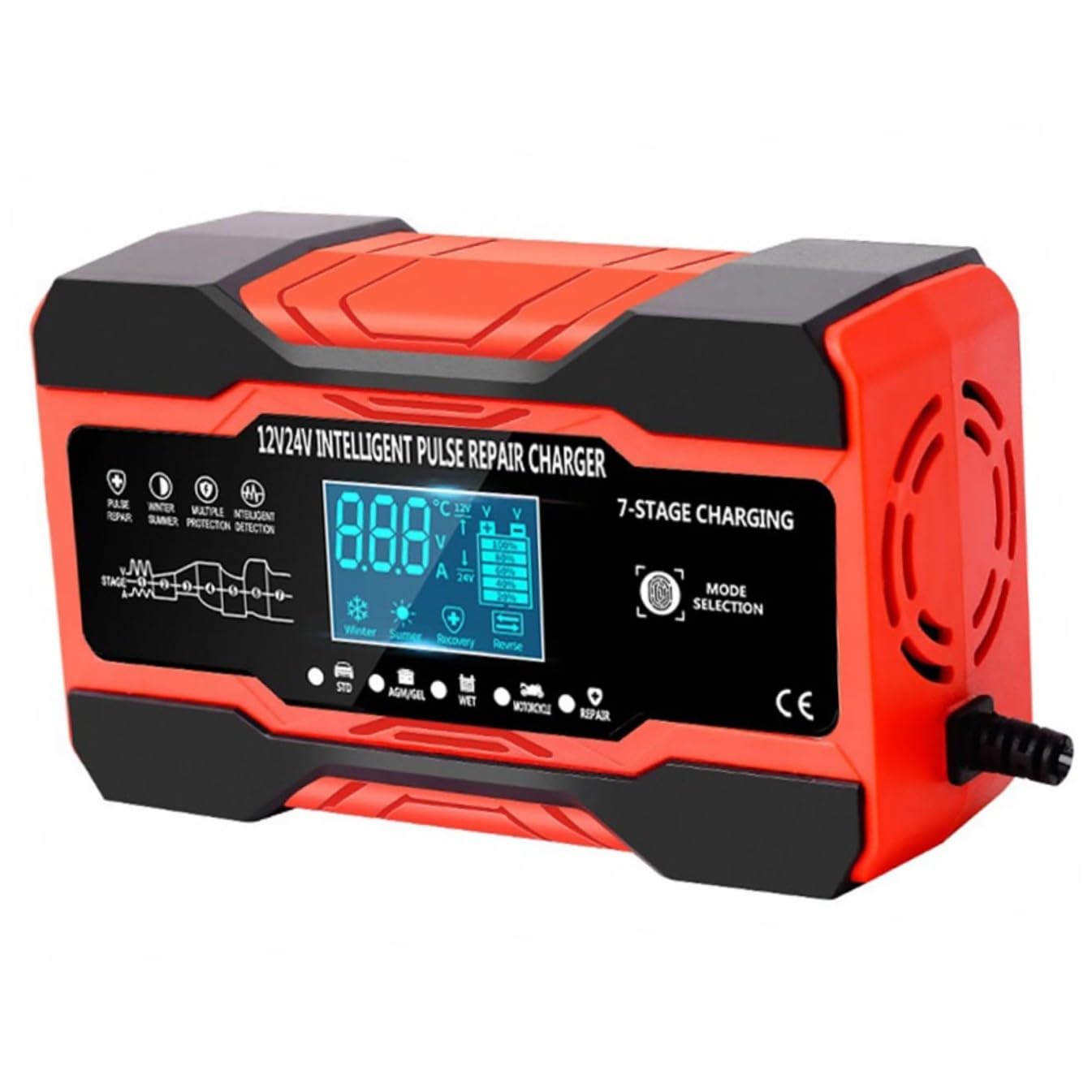 Mantenitore Di Carica Intelligente 12v/24v Riparatore Di Batterie Per Auto Motociclette Caricabatteria A Impulsi