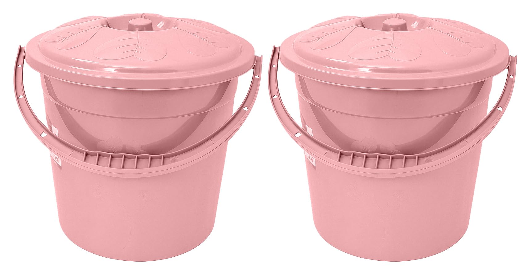 Best House | Plastic Bucket with Lid Handle | 15 Litres | PINK | 2 Pcs | Household Bucket | Storage Buckets Bin Container, Multipurpose Use for Home, Garden and Workshops (Pack of 2)