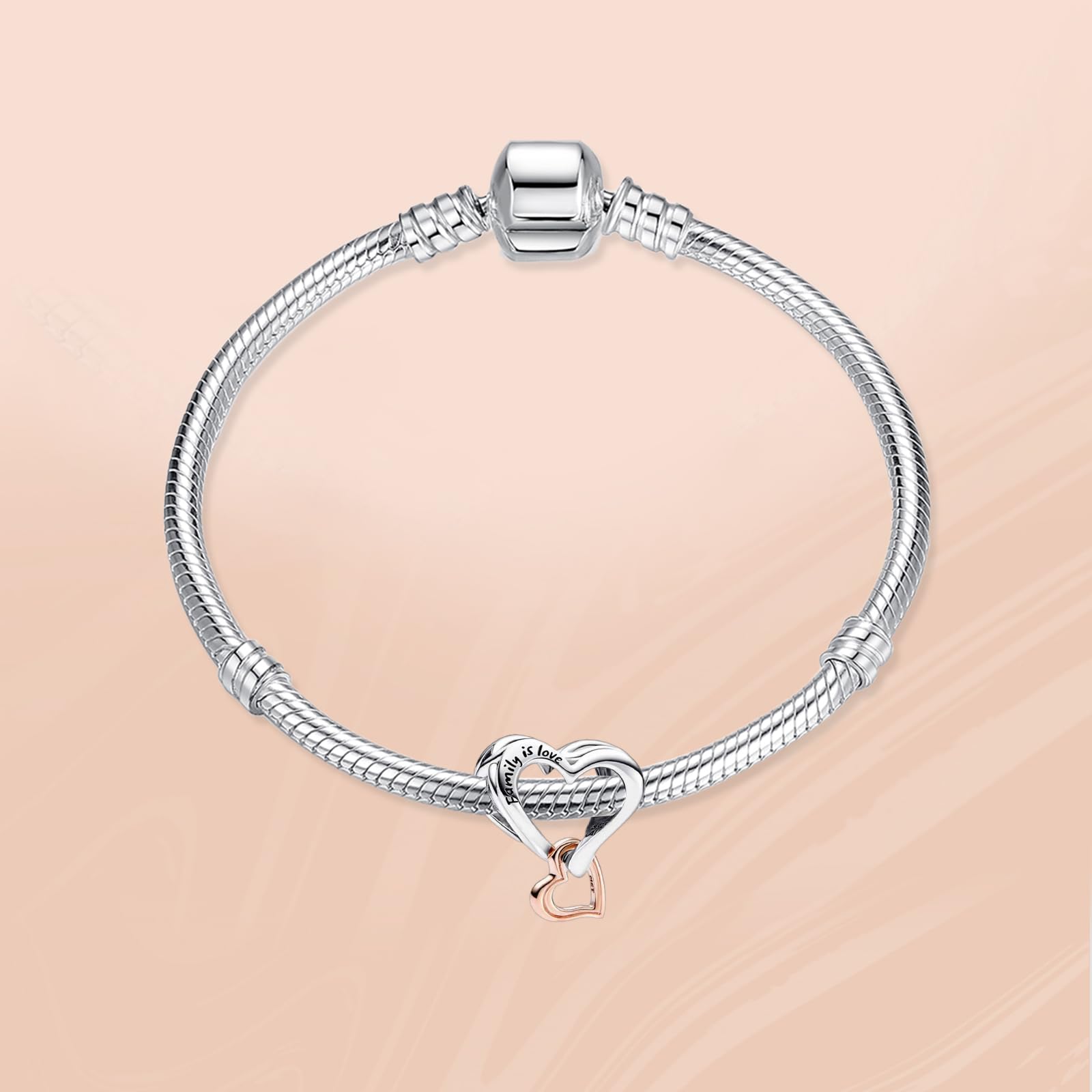 Annmors Love Heart Charm Donna argento Ciondolo a forma di, in argento Sterling 925, compatibile con braccialetti e collane europei