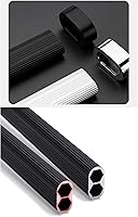 Vista 6 de Barra de ropa para armario ajustable con soportes finales Aleación de aluminio Negro 16-24 pulgadas Forma ovalada Cantidad-2pcs