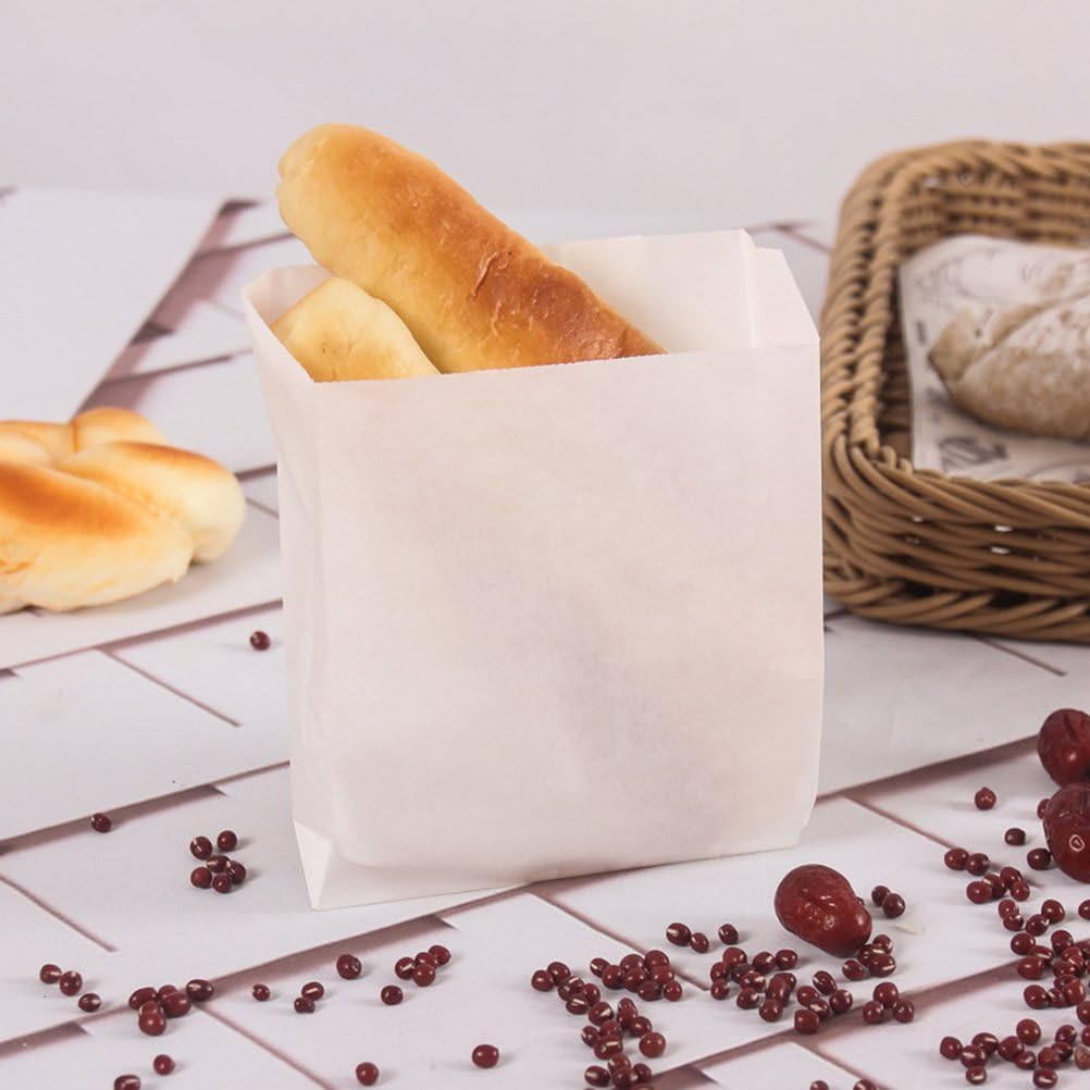 Paper Sandwich Bags, Open Top Oil Proof Kraft Paper Bag Cookie Pastry Food Snack Wraps Baggies Sleeves Grease Resistant Parchment, Baking Food Packing Bags White (500)