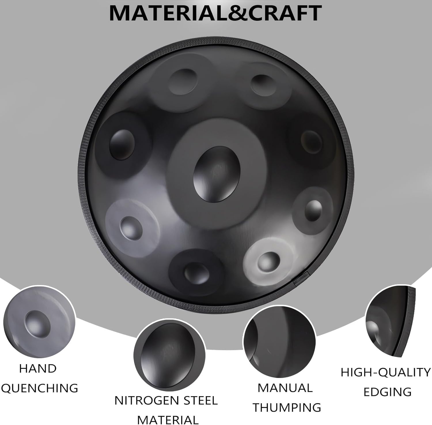 Handpan Instrument - Tambor de lengua de acero de 440 Hz con soporte para sanación y meditación con sonido, 55 cm de diámetro para relajación