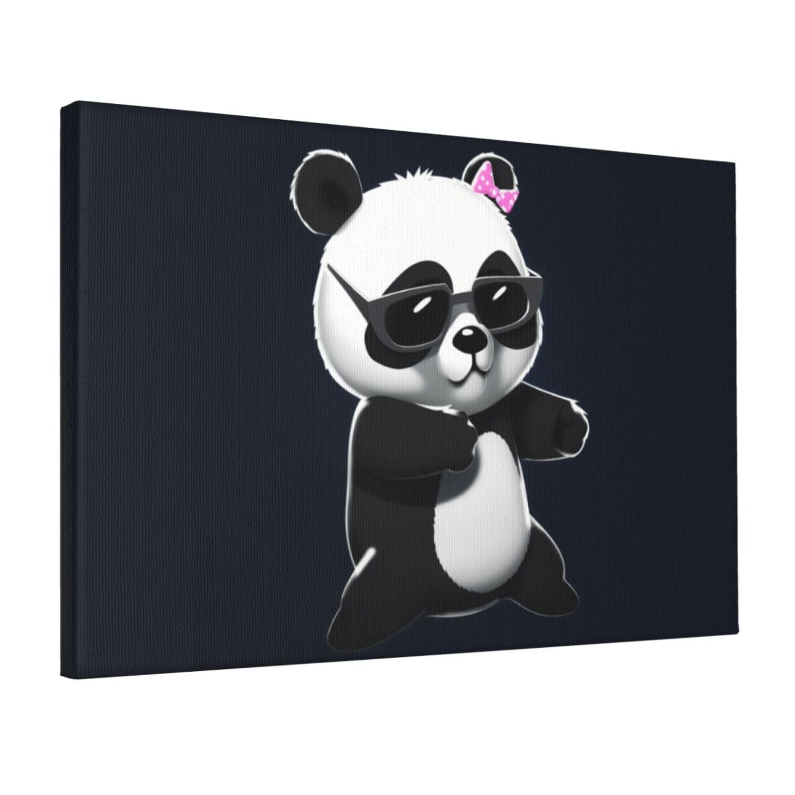 Canvas Wall Art for Living Room Wall Decor 12"x18" Modern Artwork Painting Pictures Hanging Canvas Prints Cool Panda Aesthetic Wall Art for Bedroom Bathroom Office Wallart Decor