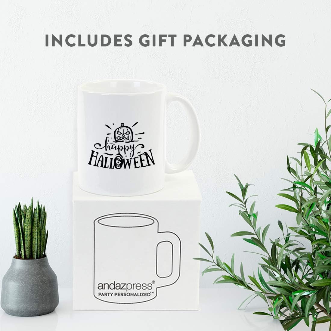 Andaz Press 11oz. Coffee Mug Gift, Happy Halloween, Halloween October Present Ideas with Gift Box