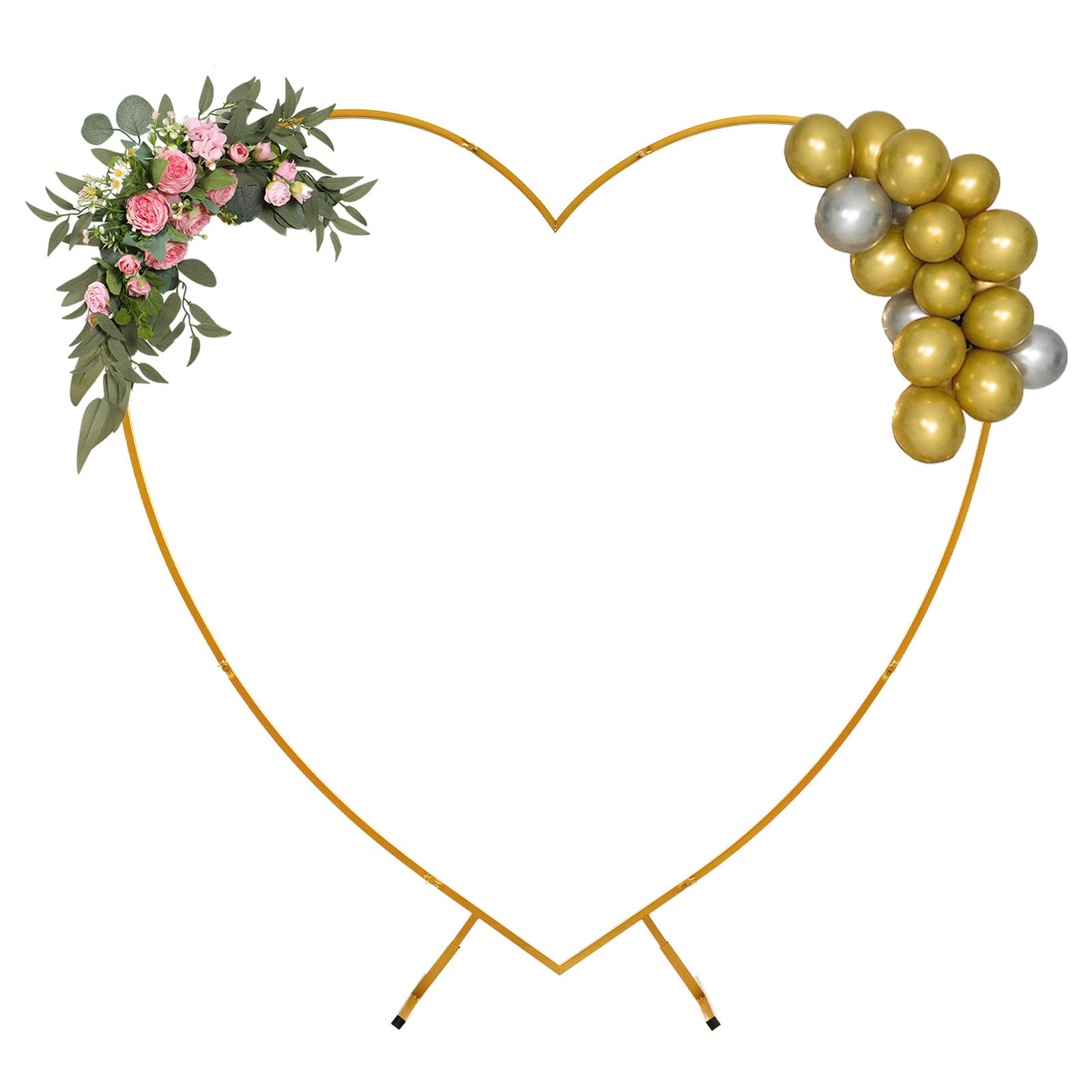 Heart-Shaped Metal Balloon Arch Kit, Wedding Arch, Golden Arch Climbing Frames Gold, Arch Frame for Wedding, Bridal, Valentine's Day, Birthday Party