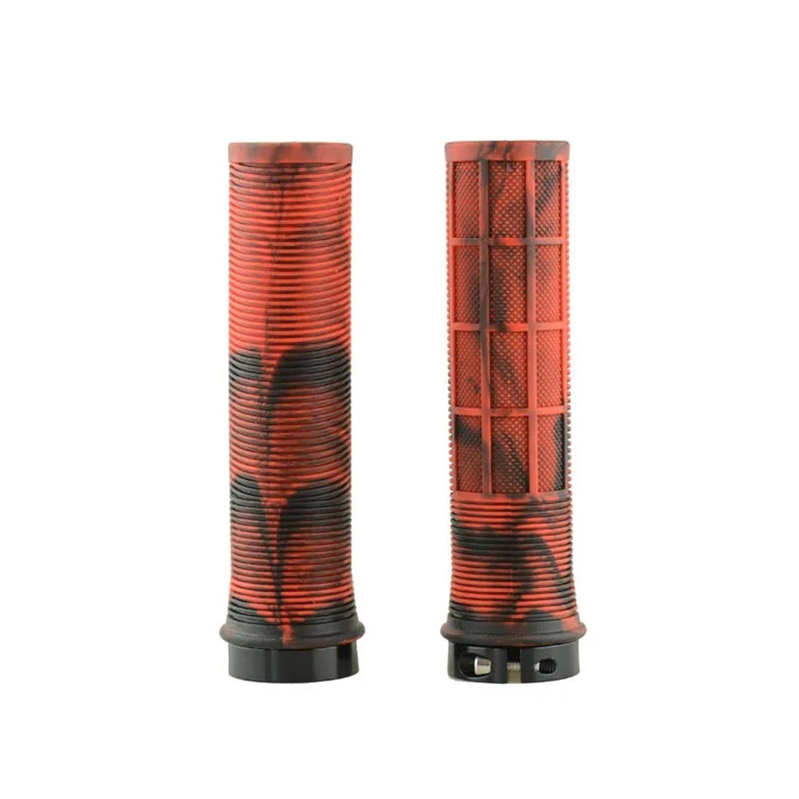 PJQUEKAIPJ bike handle grips TPR Bicycle Grips Integrated Bicycle Handlebar Grips Aluminum Alloy Lock On Bicycle Handles Non-slip MTB Bike Part ergonomic bike grips(Black-Red)
