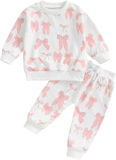 Toddler Baby Girl Clothes Cute Long Sleeve Sweatshirt Sweatpant Outfits Fall Winter Tops Pant Outfit Sweatsuit