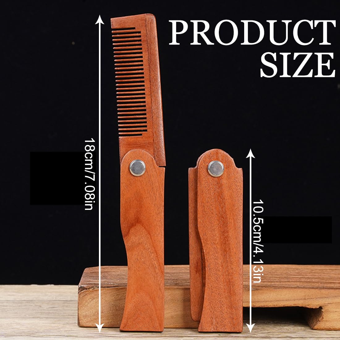 Pettine di legno pieghevole, Pettine Barba Uomo Pieghevole, barba, baffi, spazzola per capelli testa pettini per uomini perfetti per tutti i tipi di capelli, Districante, Antistatico, per Viaggi
