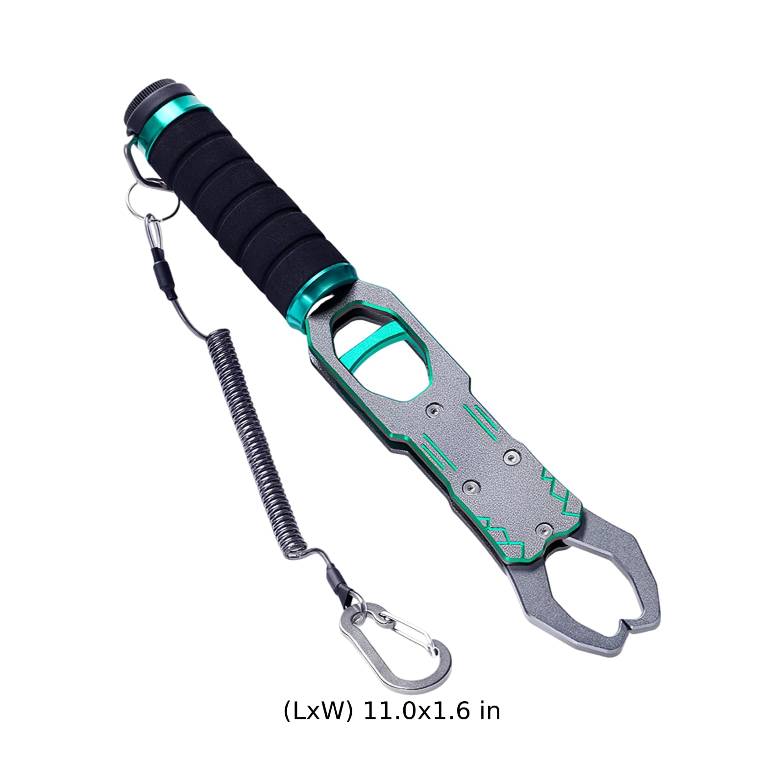 Generisch Herramienta de pesca de aluminio de 11 in / 28 cm para agarrar y controlar, ligera y resistente a la corrosión, con agarre seguro, mango giratorio de 360 grados y cuerda antipérdida
