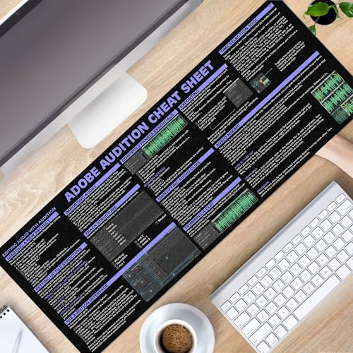 Image of Audio Editing Shortcuts Cheat Sheet Mouse Pad, Mouse Pad for Audio Editors, Adobe Large Desk Mat, Sound Producers Mousepad, Essential Computer Accessories for Study, Work, and Reference Purposes