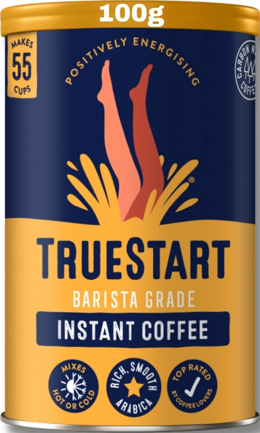 TrueStart Instant Coffee, Smooth Original, 100g, 1 Pack, 55 Cups