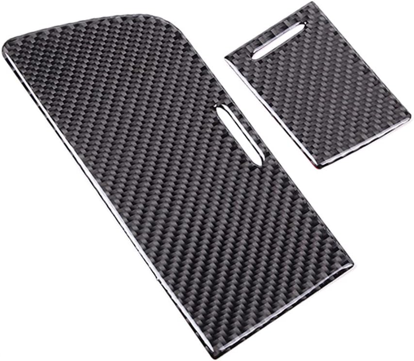 Car Center Console Cup Holder Panel Trim Cover Sticker,Fit for Chevrolet Corvette C7 2014-2019 Real Soft Carbon Fiber Auto Decoration Accessories 2PCS (Black Carbon Fiber)