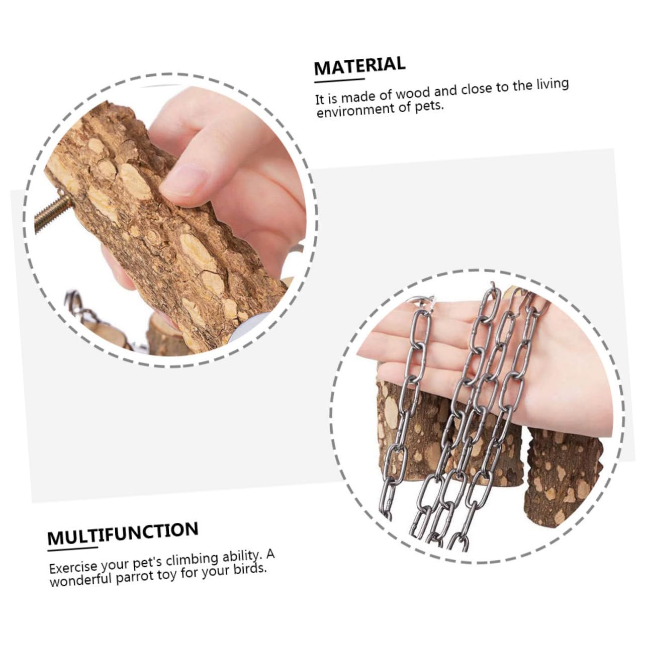 YARNOW Supporto Inossidabile per in Naturale Legno Altalena e Pappagalli Resistente Giocattolo Integrato, in Acciaio Esercizio e Divertimento Colore Casuale di Pappagalli Medi