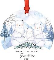 Vista 52 de Andaz Press Adorno de recuerdo de Navidad de metal redondo personalizado para la familia, My First Christmas As Gigi 2024, acuarela de osos polares