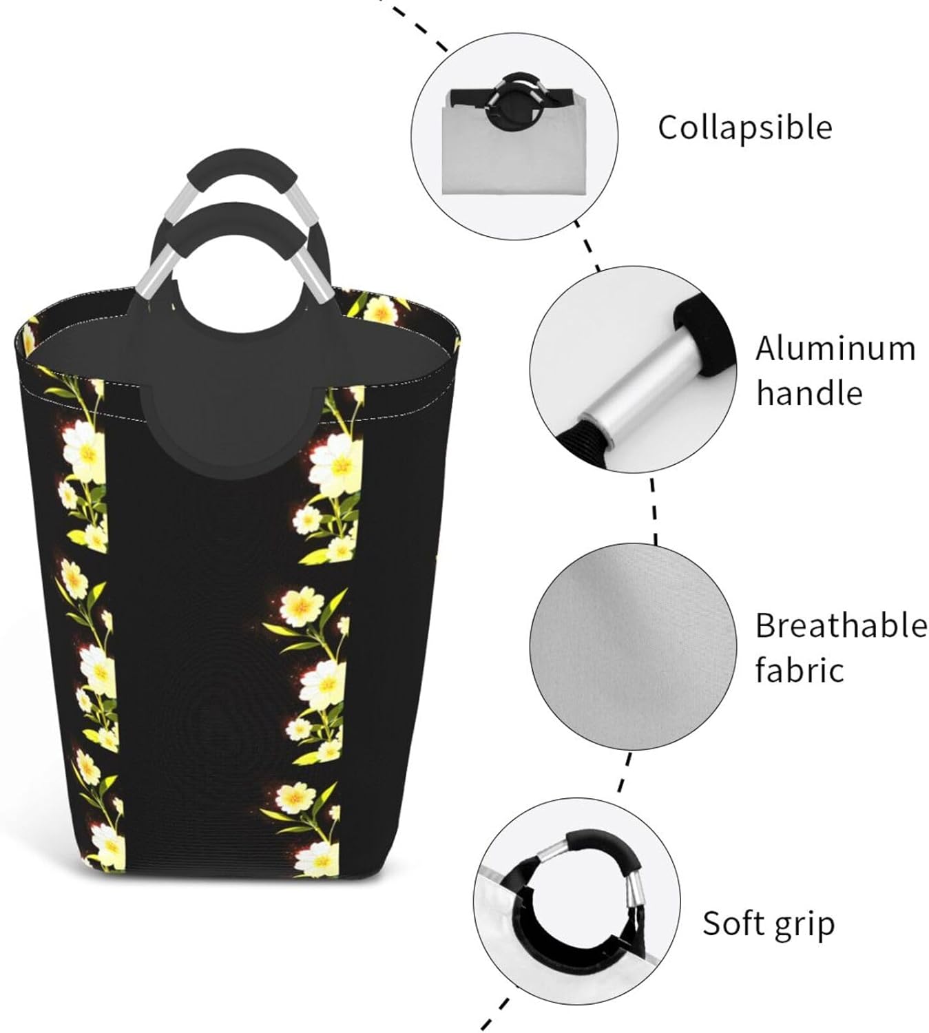 Cinchona flower Square storage bag 50L, suitable for multiple scenes, foldable dirty clothes storage basket.