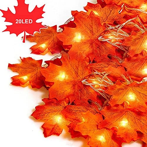 VIPMOON Maple Leaf Light 20 LED Maple Leaves Fairy Lights 9.84 Feet Garland Decoration Light Waterproof String Lights 3AA Battery Operated for Party Thanksgiving Valentine's Day Christmas