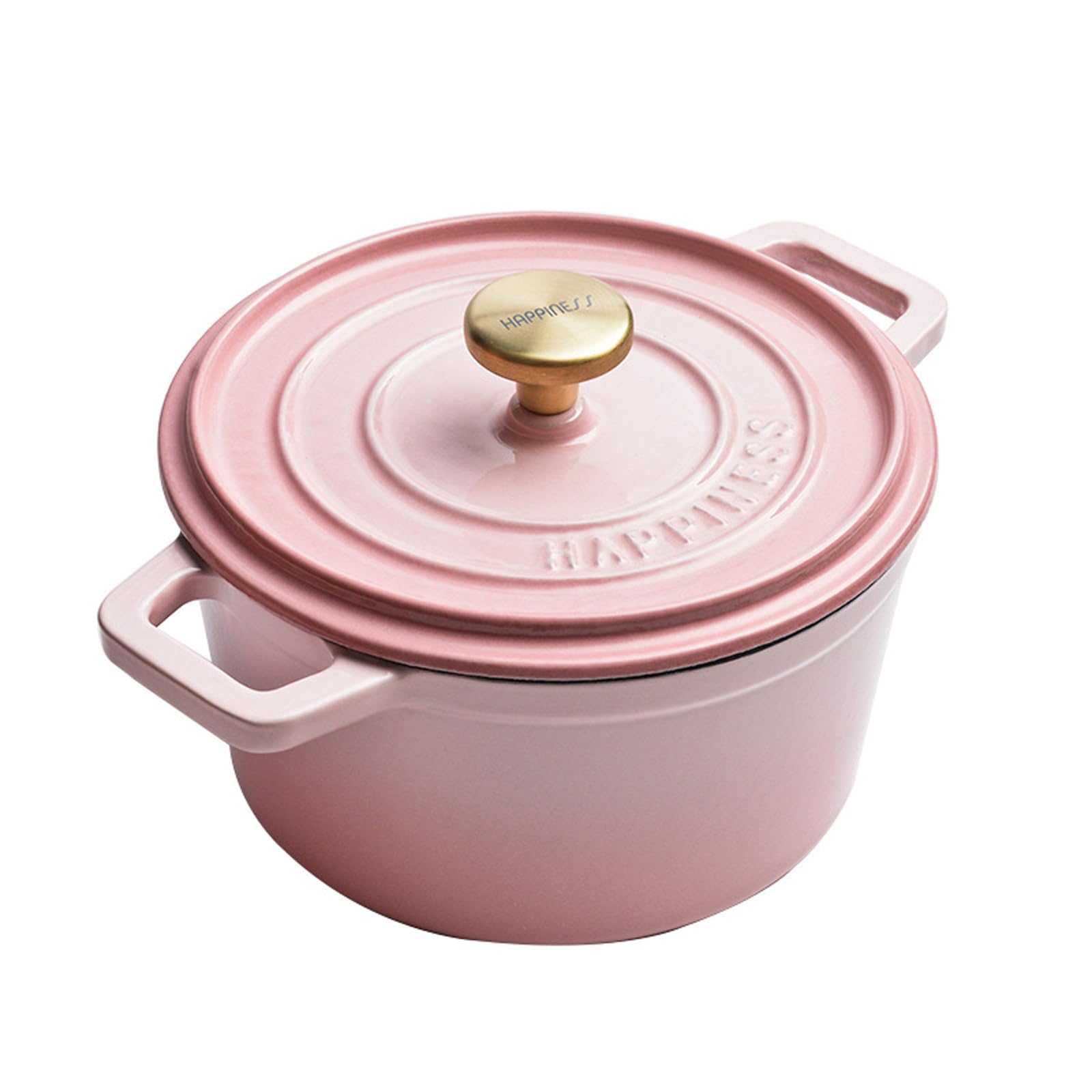 Four hollandais en fonte émaillée rose avec couvercle, l'excellence culinaire