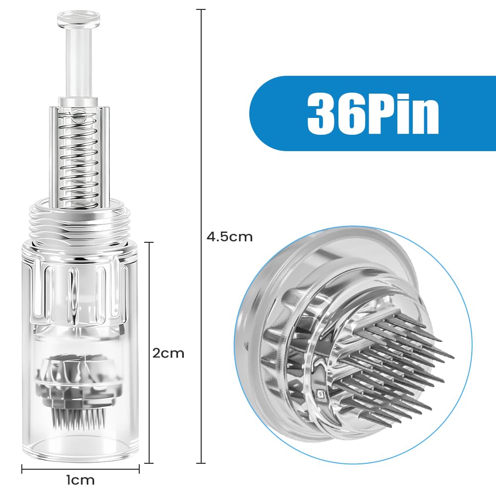 Vicloon 36-pinowy wkład do Beauty pen, 15 wymiennych wkładów z igłami do automatycznych wałków z mikronakłuwaniem, elektryczne pióra do mikronakłuwania, wymienne igły do ​​urządzeń do mikronakłuwania