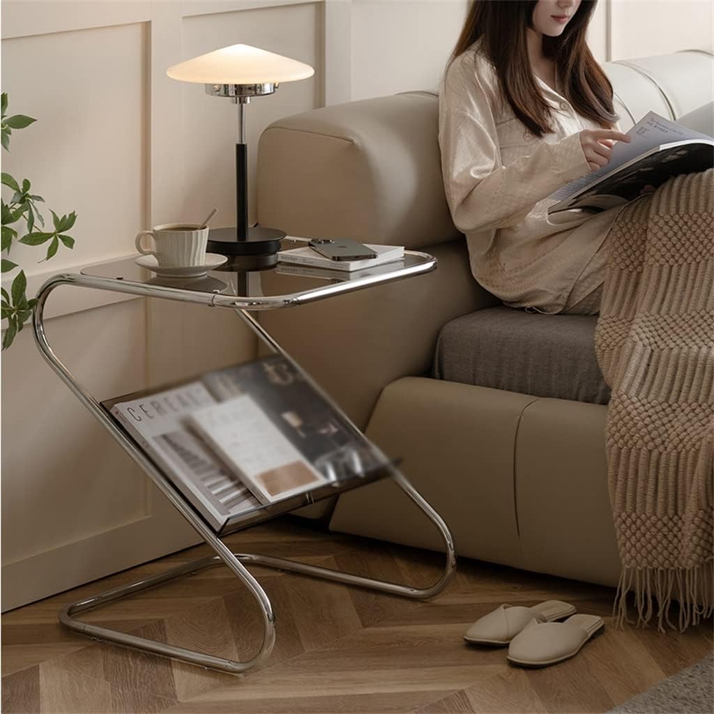 Side Table/End Table,Nordic Floor-to-Ceiling Bookshelf Display Rack Modern Clapboard Side Magazine Cabinet Storage Rack