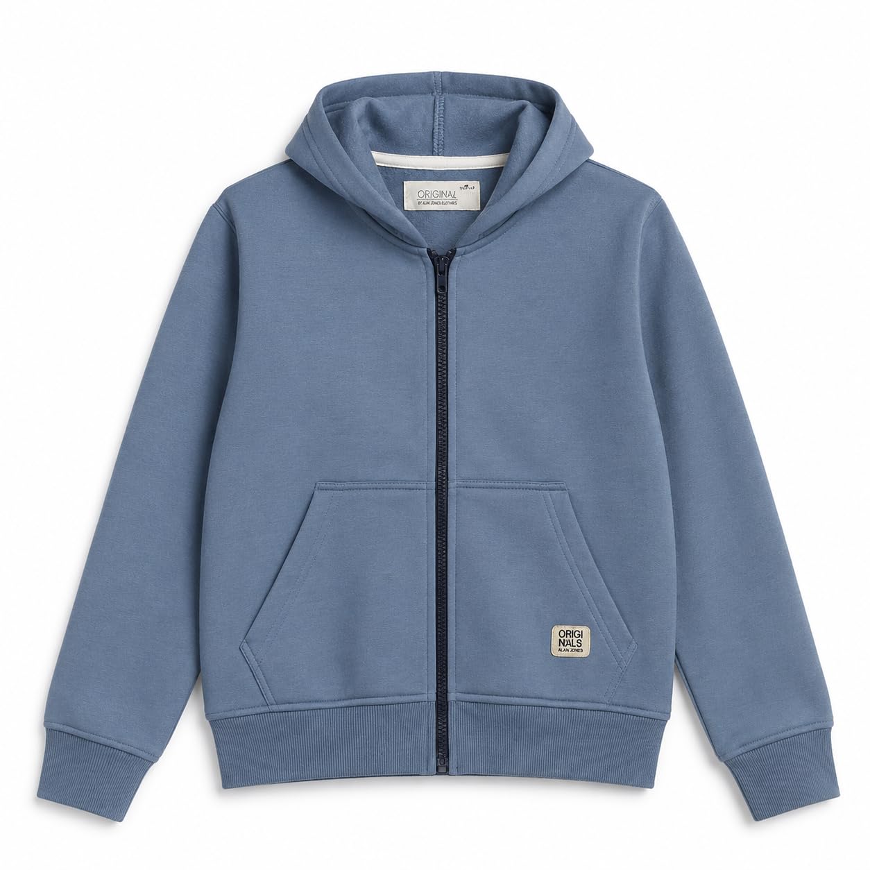Alan Jones Clothing Boys Hooded Sweatshirt | Full Zip Closure | Full Sleeves | Kangaroo Pocket | Regular Fit | Winter Jacket for Boys | Age 5-16 Years (Persian Blue_7-8 Years)