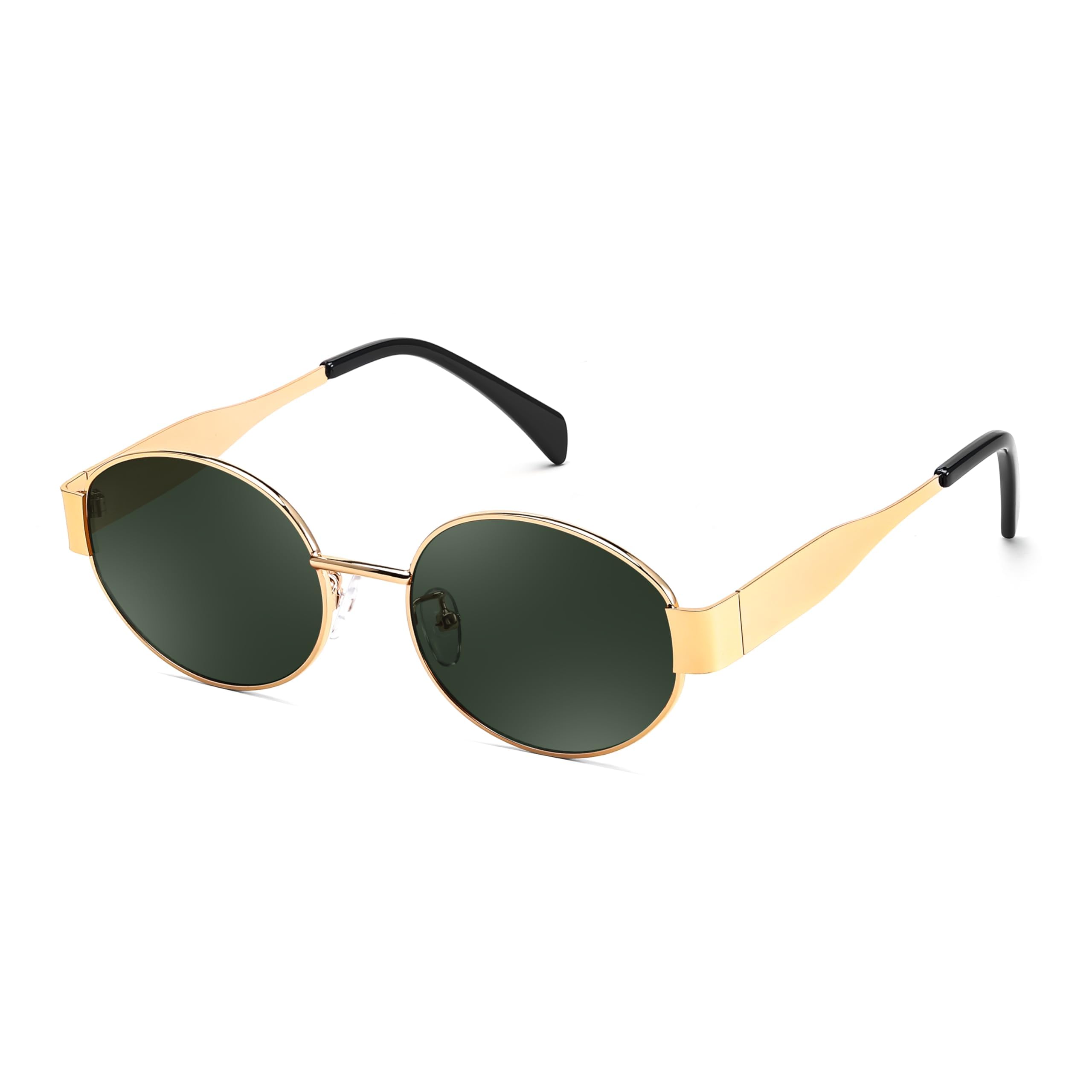 karsaer Trendy Retro Oval Sunglasses for Women Small Metal Frame Sun Glasses UV400 Shades E1196-picture-40