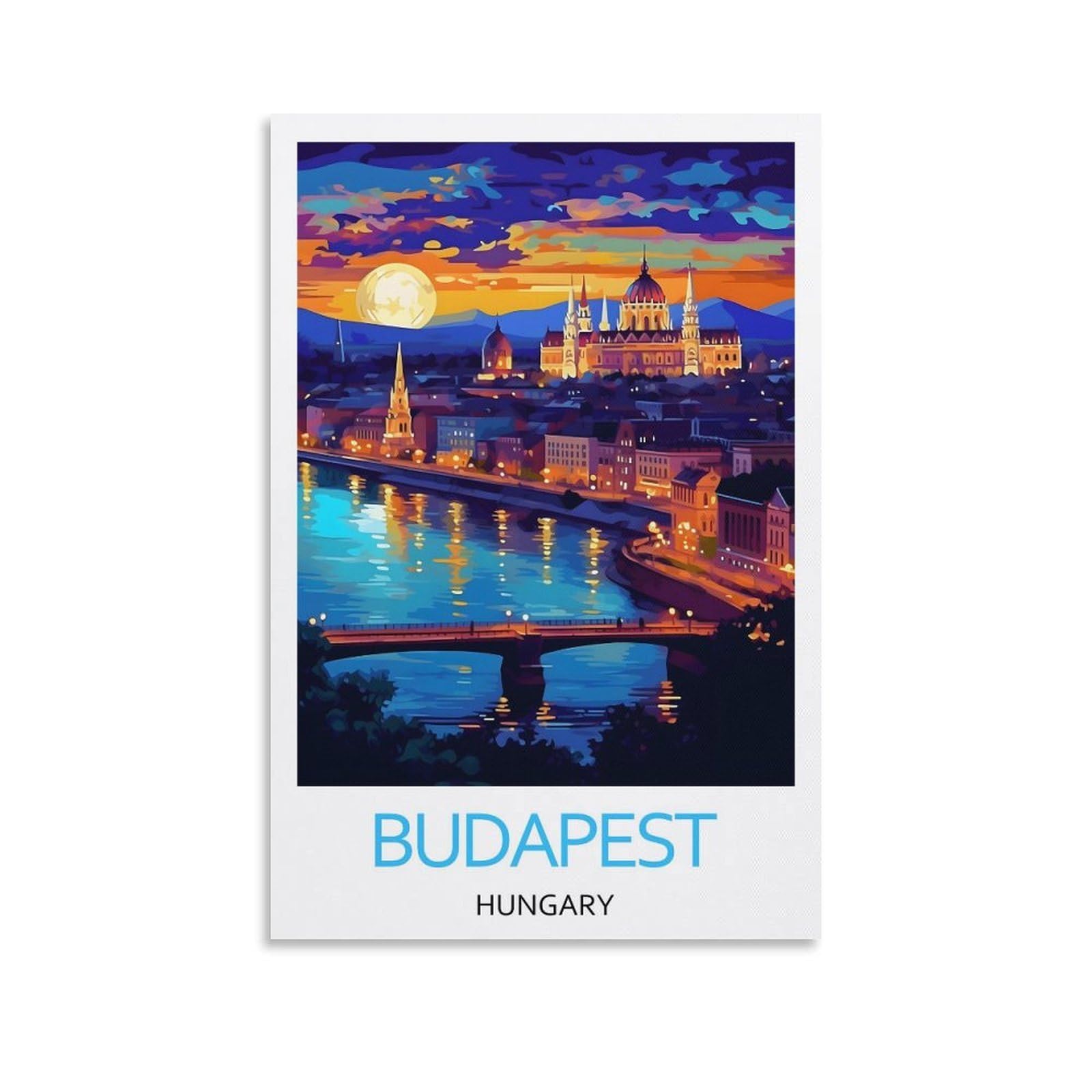 Yjneng Unframed Canvas Art Picture Budapest Hungary Wall Decor Art Painting Posters Modern Family Decorative Poster 08X12inch(20X30cm)