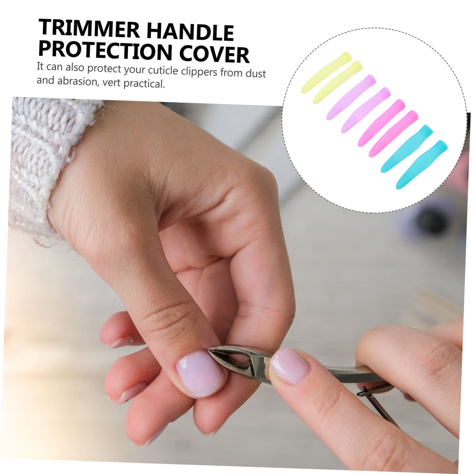 BELLIFFY Manicure Tool Handle Sleeves 4 Pack Cuticle Scissor Handle Covers Nail Scissors Protector Professional Nail Clippers Random Color