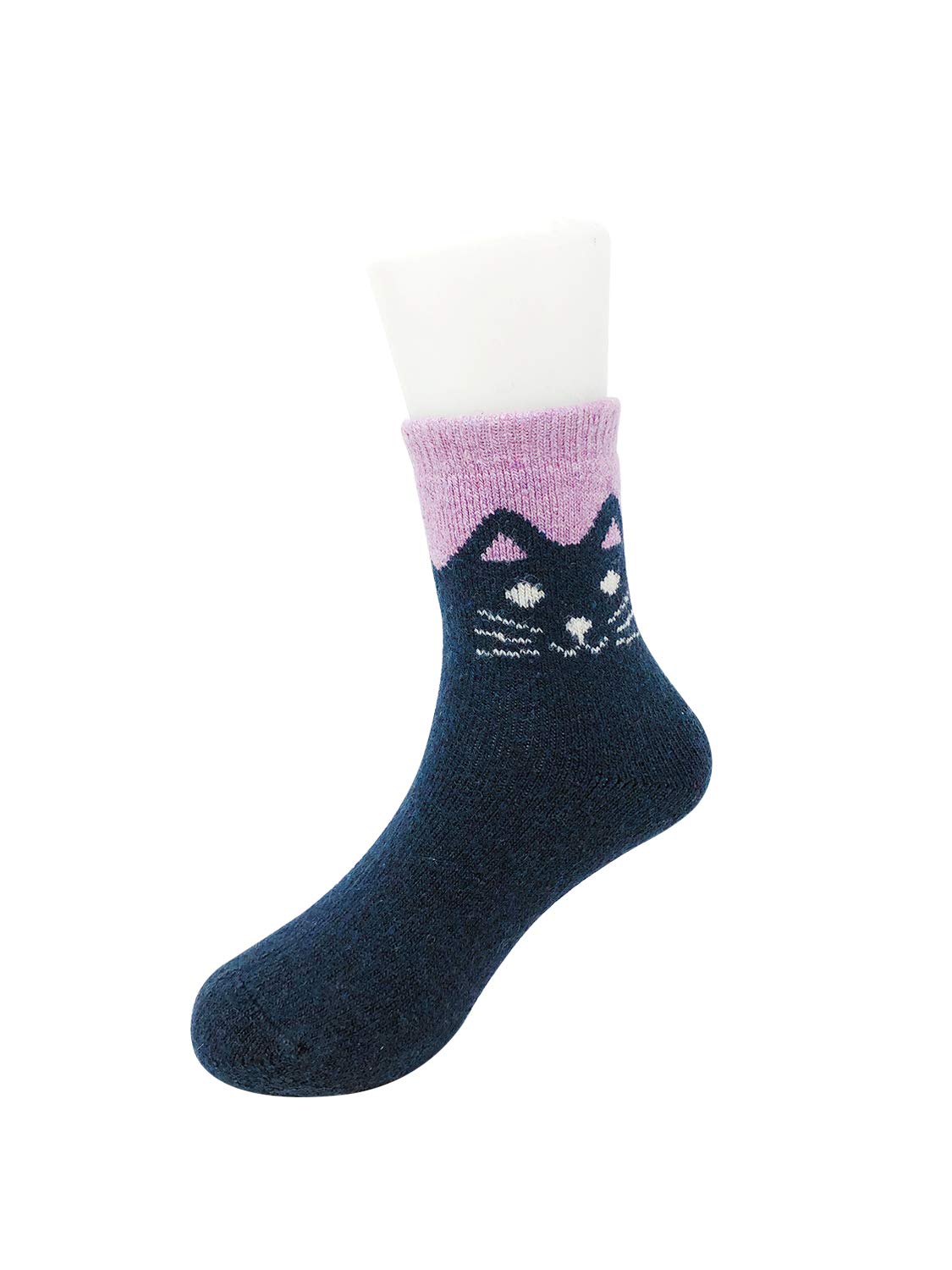 Wrapables Children's Thick Winter Warm Wool Socks (Set of 6), Cats L