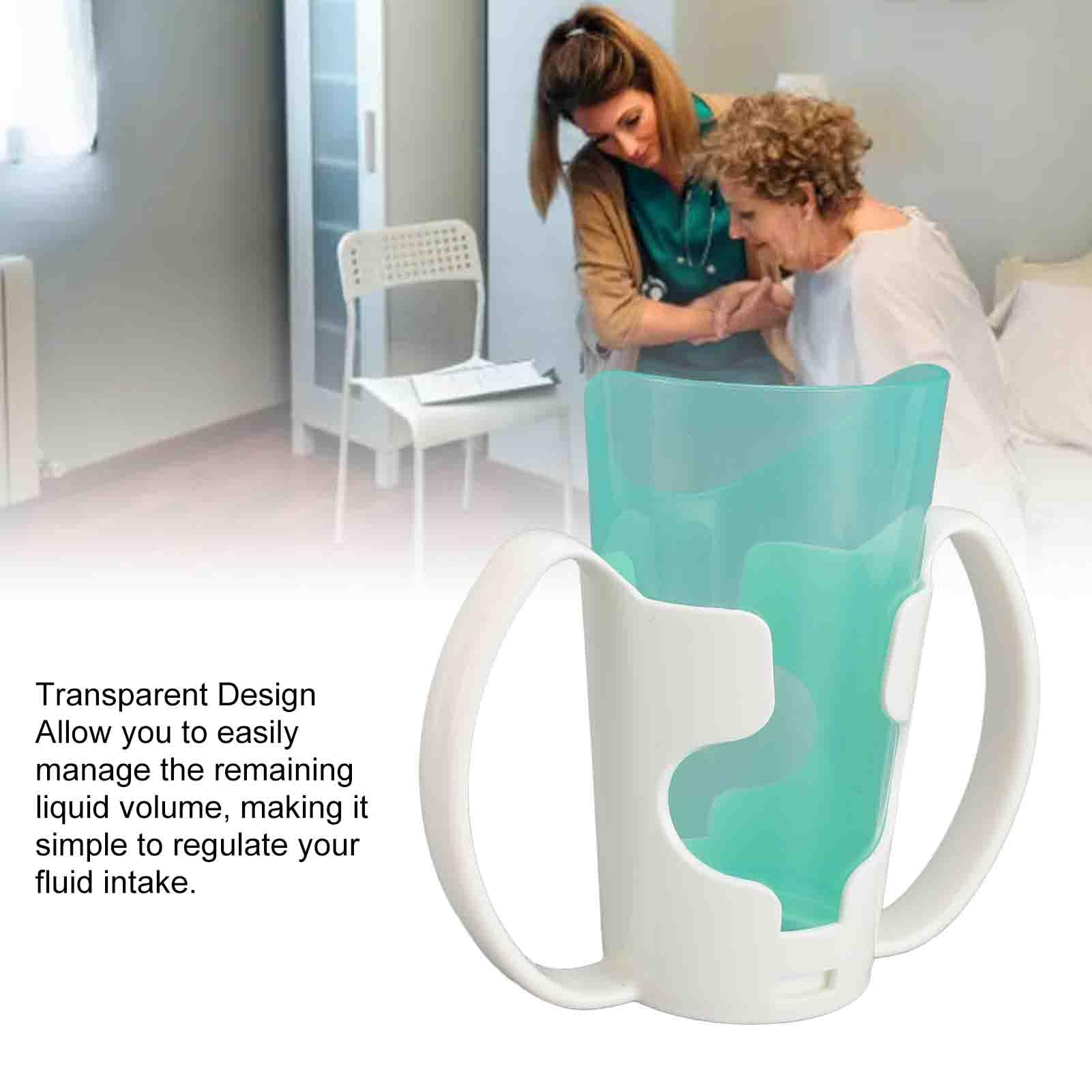 Fockety Gobelet Pour Adulte Avec 2 Poignées, Support Et Bouche Biseautée, Gobelet Léger Anti-déversement En Plastique Transparent Pour Personnes Âgées, Handicapés, Patients