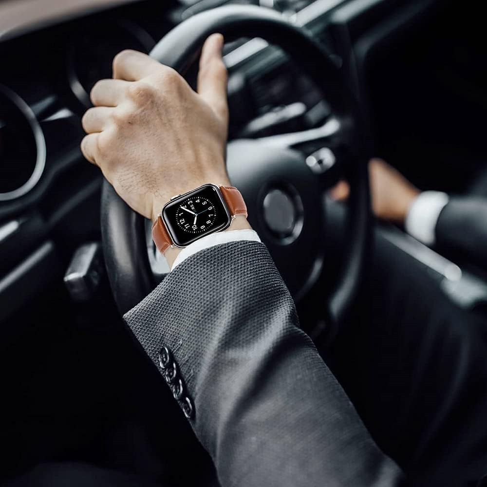 Leather Bands Compatible with Apple Watch Band 38mm 40mm 42mm 44mm， Upgrade Genuine Leather Replacement Strap Women Men for iWatch SE & Series 6/5/4/3/2/1 - Image 6