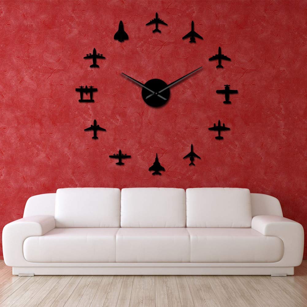 Buy N / A DIY wall clock Flying Plane Jet Plane Modern Large Wall Clock