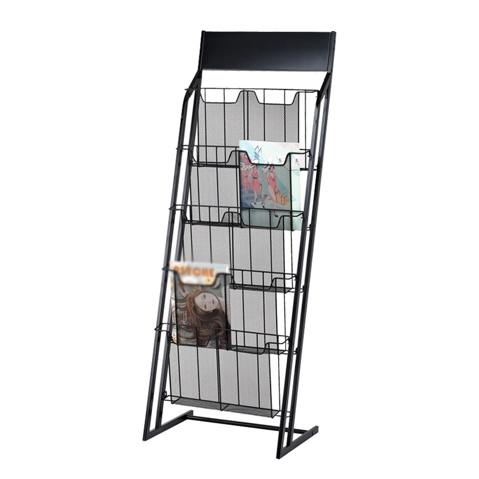 LJHFG63KUYT Newspaper Stand 5-Layer Magazine Holder Brochure Stand, Floor-Standing Information Display , Rack for Newspaper and Products Exhibition Literature Rack