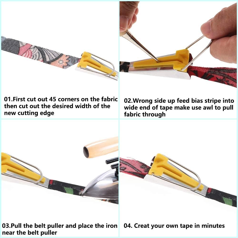 5pcs Bias Tape Makers Set Fabric Tape Maker Tool Set DIY Sewing Quilting Bias Binding Maker 6MM/9MM/12MM/18MM/25MM