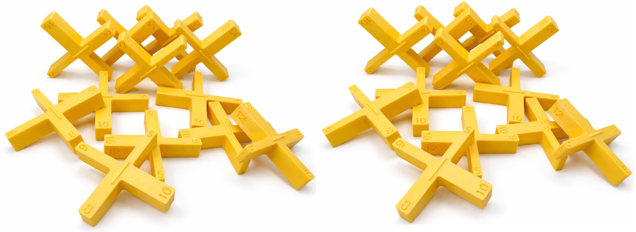 24 Pack | Decking Spacers 5-in-1 Reusable, Yellow, 5mm 6mm 8mm 10mm Plus Bonus 12mm Spacing Tool for Wood and Composite Decking Installation (24 Pack)