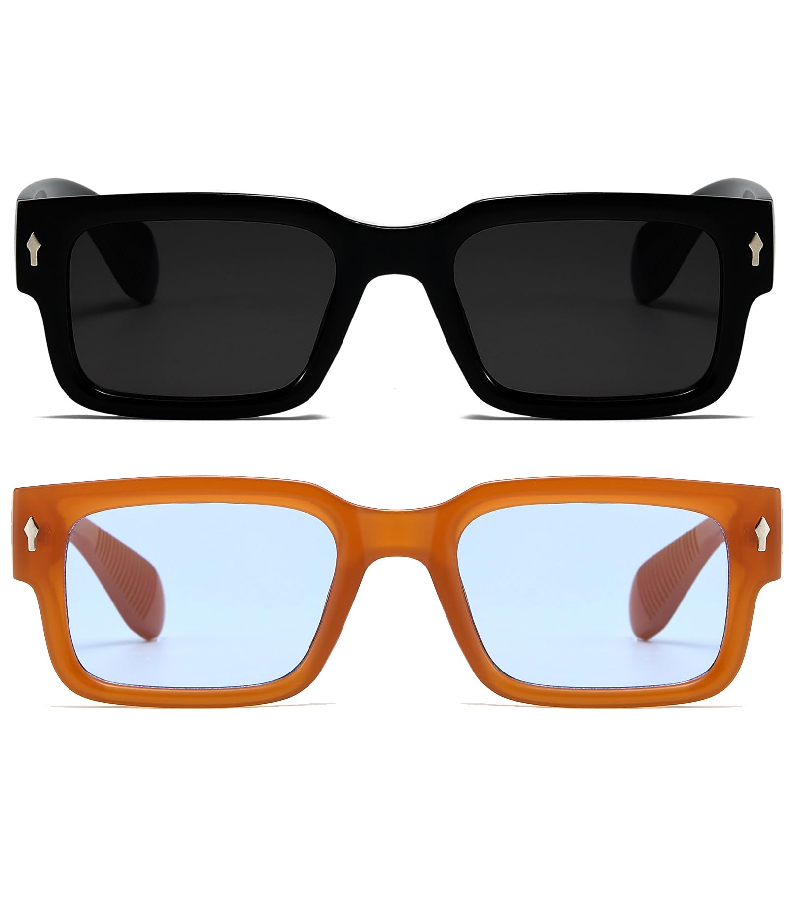EYLRIM Occhiali da sole quadrati per donne e uomini alla moda grossi rettangolari occhiali da sole neri protezione UV400