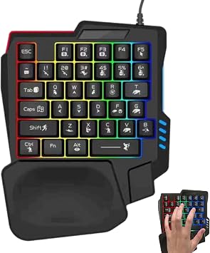 One-Hand Keyboard Compact Gaming Keypad, Ergonomic Design | Programmable Buttons, Mechanical Switch, RGB Back Lighting, Portable Gaming Accessories, One Hand Keyboard for PC Gamers