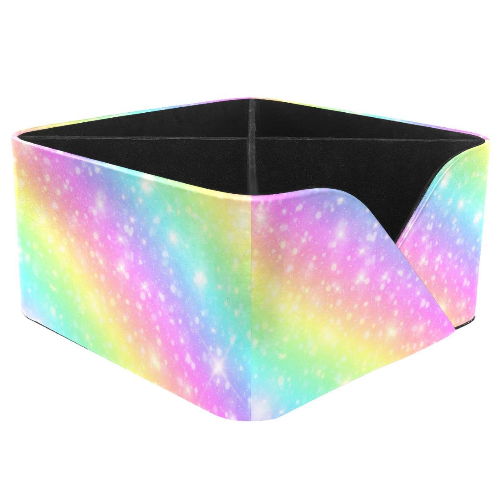 KengjuTesu Galaxy Fantasy Unicorn Rainbow Desktop Organizer Pen Holder, Rectangular Pencil Cup for Office, Study and Makeup Stations